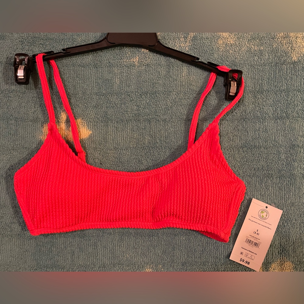 Pink Ribbed Bikini with Adjustable Straps